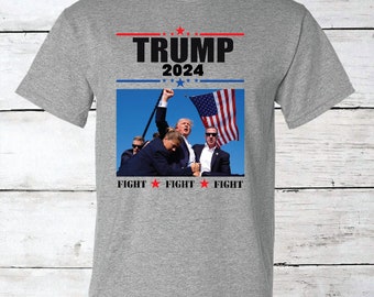 Trump 2024 T-shirt, MAGA, Donald Trump, Trump, Fight, Fist, Assassination Attempt, Keep America First, Republican, Biden Sucks Political Tee
