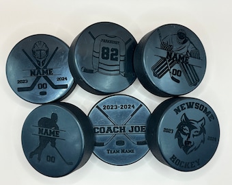 Custom Engraved Hockey Puck, Personalized Ice Hockey Puck, Coach Gifts, Hockey Player Gifts, Team Player Gift, End of Year Coach Player Gift