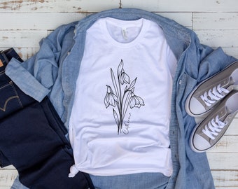 Custom Birth Flower Shirt, Personalized Floral Birthday Gift