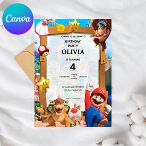 Editable Pixel Adventure Birthday Invitation for Kids | Gamer Party Digital Template | Printable Video Game Invite Canva