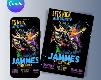 Dirt Bike Birthday Invitation: Editable Motocross Party Template (Digital Download)