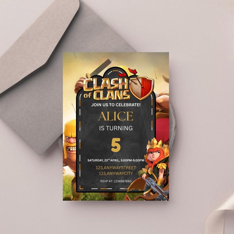 Editable Battle Card Game Birthday Invitation | Gamer Party Canva ...