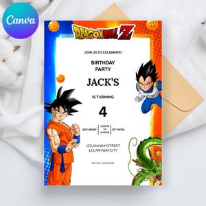 Editable Anime-Inspired Birthday Invitation | Super Warrior Party Invite for Boys | Digital Download | Canva Phone Template