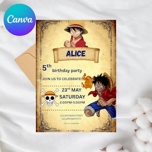 Editable Ninja Birthday Invitation | Anime-Inspired Party Invite | Red & Black Shinobi Theme | Digital Download via Canva