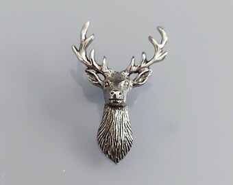 Spilla In Peltro Cervo - Badge Da Caccia Con Corna - Regalo In Scatola Portagioie - Foto 3