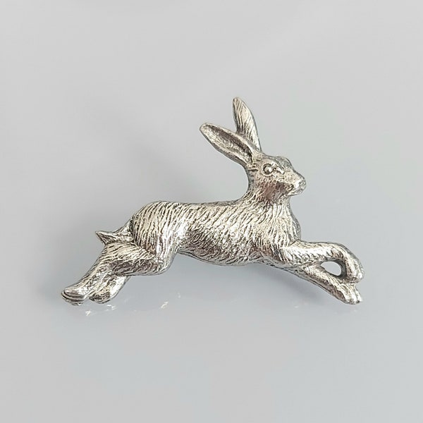 Spilla Running Hare In Peltro Argento, Tema Fauna Selvatica, Made In UK - Foto 3