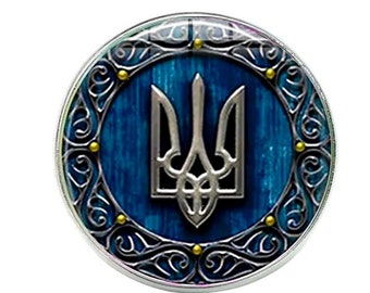 Ukrainian National Country Flag Lapel Pin Tryzub Trident Metal 