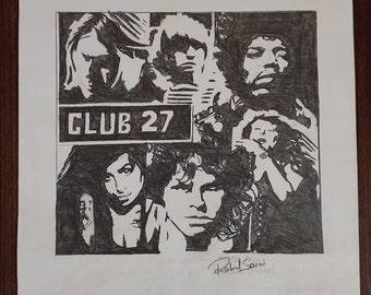 Sketch of club27 , drawing ,pencil drawing ,sketch graphite ,fine art ,