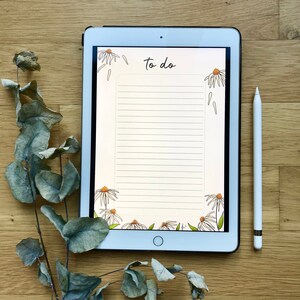 Happy Flowers / To-Do List / Flowers Floral Motif / Marguerites / Digital Product / Digital Download / Printable / Handmade