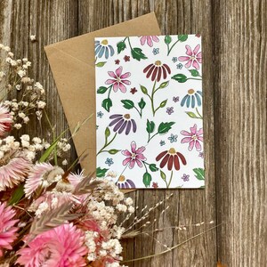 Postkarte Blümchen / floral / Din A6 / Kraftpapier Umschlag / handmade