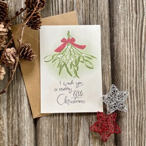 Postkarte Mistelzweig / Merry Christmas / Weihnachten / DinA6 / Kraftpapier Umschlag / Grußkarte Karte / Weihnachtszeit / Handmade print