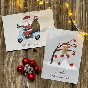 Weihnachtskarten Weihnachtskarten-Set / Vespa / Weihnachtsbär / Schnee / Geschenke / Zuckerstange / Hohoho / Weihnachtsbaum