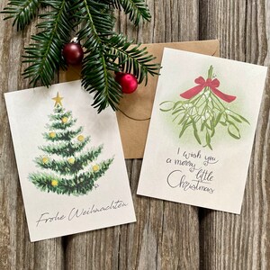 Weihnachtskarten Set / Tannenbaum / Mistelzweig / 2er Set / Frohe Weihnachten / Weihnachtsgrüße