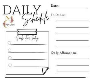 Daily Schedule, Planner, Daily Affirmation, Printable, Digital Print, Printable Planner, To-Do List, Goals List, Meal Tracker, Minimalist