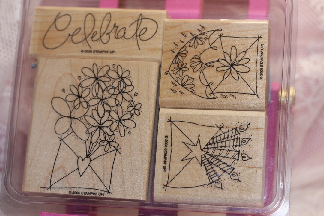 Stampin' up Send a Celebration Rubber Stamp Notecard Printmaking Rare ...
