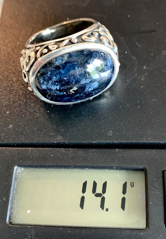 Vintage Sterling Ring, Blue Sodalite Statement Pi… - image 10