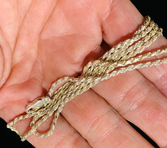 Vintage Sterling Rope Chain, 24" 2 mm