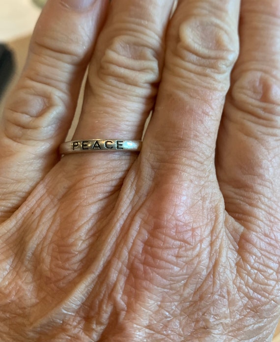 Vintage Sterling Peace Ring, Stackable - image 1