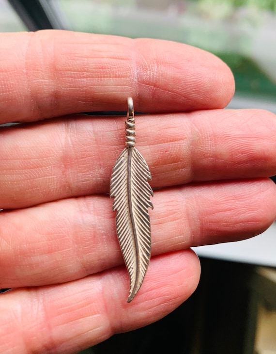 Handcrafted Sterling Silver Feather Pendant - image 1