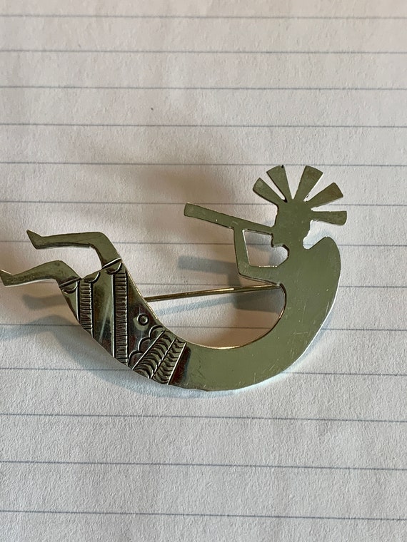 Vintage Sterling Hopi Kokopelli Brooch/Pendant - image 3