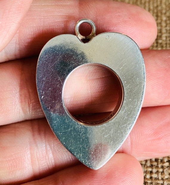 Vintage Sterling Heart Pendant,  Modernist Taxco - image 2