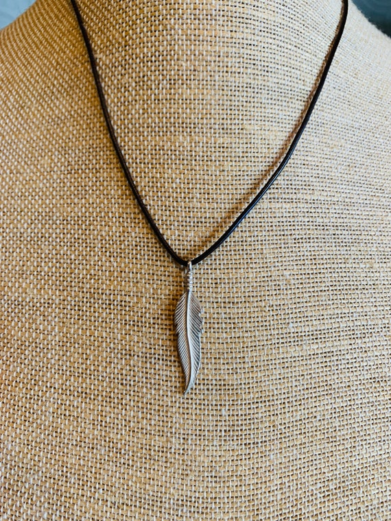 Handcrafted Sterling Silver Feather Pendant - image 4