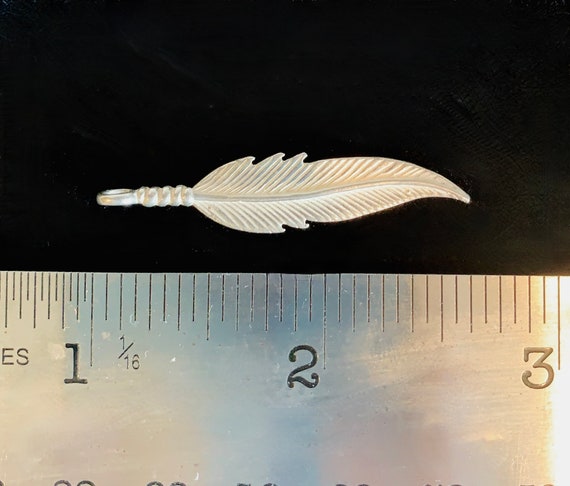 Handcrafted Sterling Silver Feather Pendant - image 2