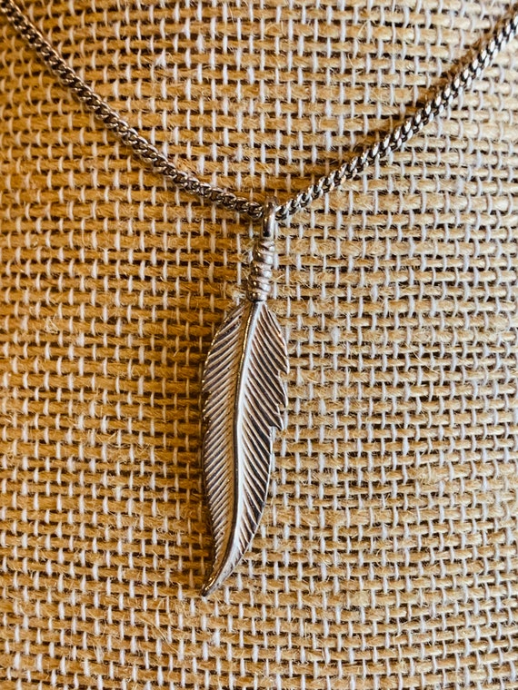 Handcrafted Sterling Silver Feather Pendant - image 3