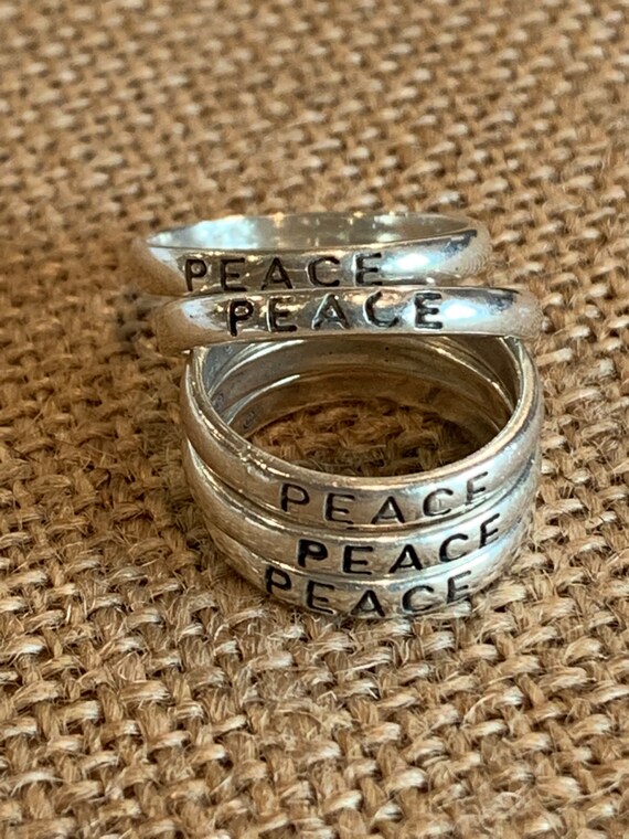 Vintage Sterling Peace Ring, Stackable - image 3