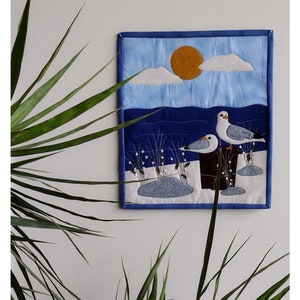 Coastal Watch Wall Quilt Pattern | Seagull Wall Quilt Patterns | Beach-Themed Crafts | Instructions and Templates Included | 13" x 15"