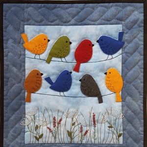 Birds on Wires Quilt Kit by Rachel's of Greenfield | DIY Wall Quilt Kits | Bird Craft Kits | Instructions and Materials Included | 13" x 15"