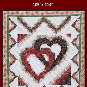 Linking Hearts Quilt Pattern | Modern Quilt Pattern by Rachel's of Greenfield | Quilt Patterns | Romantic Quilt Pattern | 105"x114"