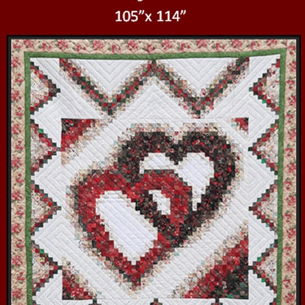 Linking Hearts Quilt Pattern | Modern Quilt Pattern by Rachel's of Greenfield | Quilt Patterns | Romantic Quilt Pattern | 105"x114"