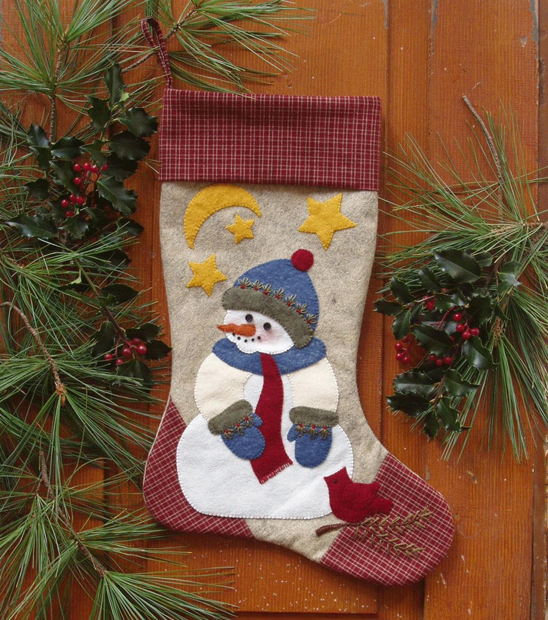 Snowman Stocking Kit Wool Felt Christmas Stocking by Etsy