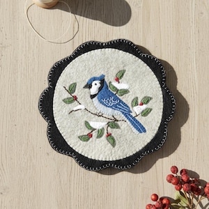 Blue Jay Mat Kit | Quilted Kit for Table Mat and Wall Hanging | 8" Mat | Materials and Instructions