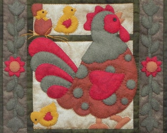 Spotty Rooster Quilt Pattern | Wall Quilt Patterns | Rooster Wall Quilt Pattern | Instructions and Templates Included | 13" x 15"