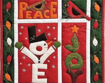 Love, Joy, Peace Quilt Pattern by Rachel's of Greenfield | Wall Quilt Patterns | Templates and Instructions Included | 13" x 15"