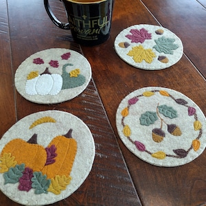 Autumn Coasters Kit | Craft Kit for Adults | DIY Coasters | 4 Fall-Themed Coasters | Instructions and Materials Included | 5&quot; Coasters