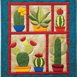 Succulents Quilt Pattern | Wall Quilt Patterns | DIY Cactus Themed Pattern | Instructions and Templates Included | 13" x 15"