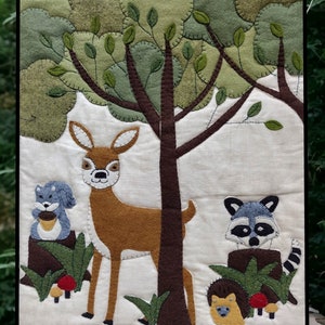 Forest Critters Kit | Wall Hanging Quilt Kit by Rachels of Greenfield | DIY Quilting | Instructions and Materials Included | 13” x 15”