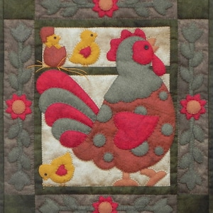 Spotty Rooster Quilt Kit  | Wool Felt Wall Quilt Kit | Small Quilt Kit | DIY Quilt Kit | Instructions and Materials Included | 13&quot; x 15&quot;