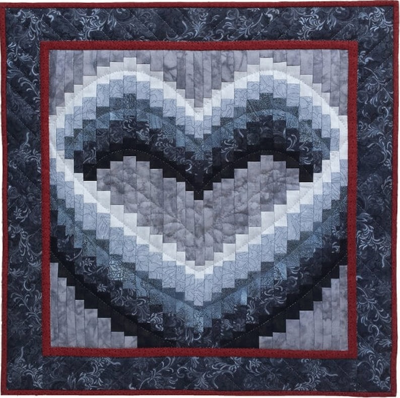 Open Heart Wall Quilt-patroon van Rachel's of Greenfield DIY-muurquilt Romantisch quiltpatroon 22x22 Instructies en sjablonen afbeelding 1