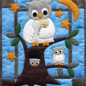 Owl Family Quilt Pattern | Wall Quilt Patterns | Owl-Themed Pattern | Instructions and Templates Included | 13" x 15"