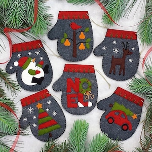 Charcoal Mittens Kit | DIY Christmas Ornaments | DIY Handmade Ornaments | Precut Ornament Kits | Instructions and Materials Included