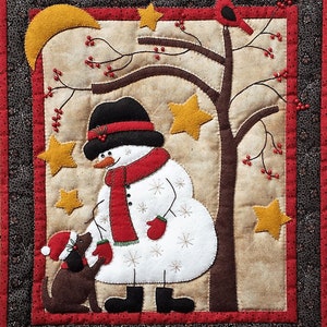 Frosty & Friend Wall Quilt Hanging | Festive Wall Quilt Kit | Christmas Quilt Kit with Precut Fabric | Instructions and Materials Included