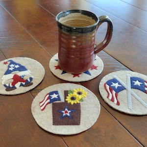 Patriotic Coasters Kit | Craft Kit for Adults | DIY Coasters set of 4 | Make Your Own Coasters | Materials and Instructions Included | 5&quot;
