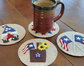 Patriotic Coasters Kit | Craft Kit for Adults | DIY Coasters set of 4 | Make Your Own Coasters | Materials and Instructions Included | 5"