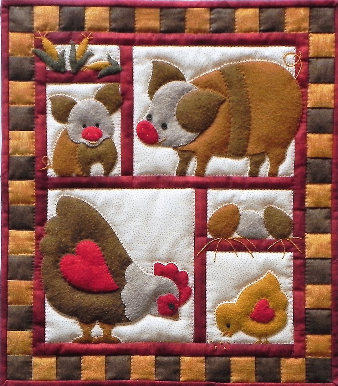 Ham and Eggs Quilt Kit | Beginner Quilt Kit | Wall Hanging Quilt Kit ...