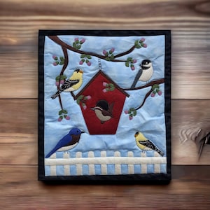 Spring Birds Wall Quilt Kit, Wall Hanging Quilt Kit by Rachels of Greenfield, Felt Kits for Beginners, Instructions and Materials Included