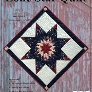 Lone Star Wall Quilt Kit | Wool Felt Quilt Kit | Wall Decor | Wall Hanging Kit | Instructions and Materials Included | 22″x22″